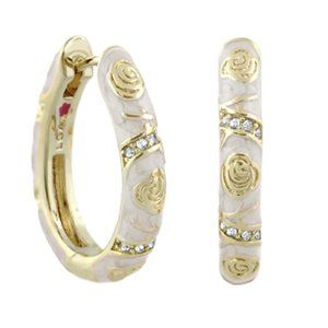 Lauren G Adams 18K Gold and Enamel Fiesta Hoop Earrings - Roses & Thorns
